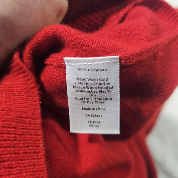 Talbots Pure Cashmere Red Crewneck Sleeve Pullover Sweater Size Large - Picture 10 of 12